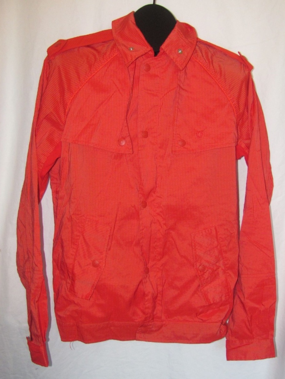 Men's ORISUE Size M Orange Striped Lightweight Windbreaker Jacket Flap Pockets